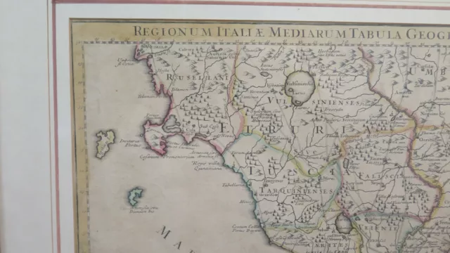 STAMPA ANTICA CARTA GEOGRAFICA CARTINA MAPPA ITALIA CENTRALE 1745 John Senex X9 3