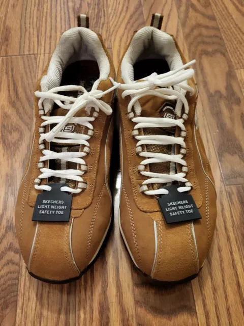 Tan Suede Skechers "Work" Lightweight Safety Steel Toe Work Shoe Size 9 EUC