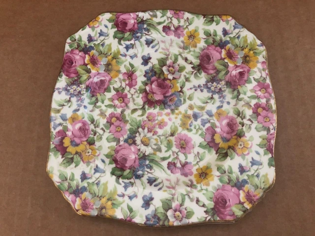 Gorgeous ROYAL WINTON GRIMWADES Summertime Floral Chintz Square Plate #3