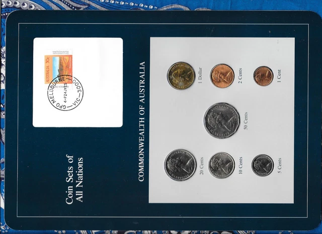 Coin Sets of All Nations Australia 50,20,10,5,2,1 cents 1984 1 dollar 1985  UNC