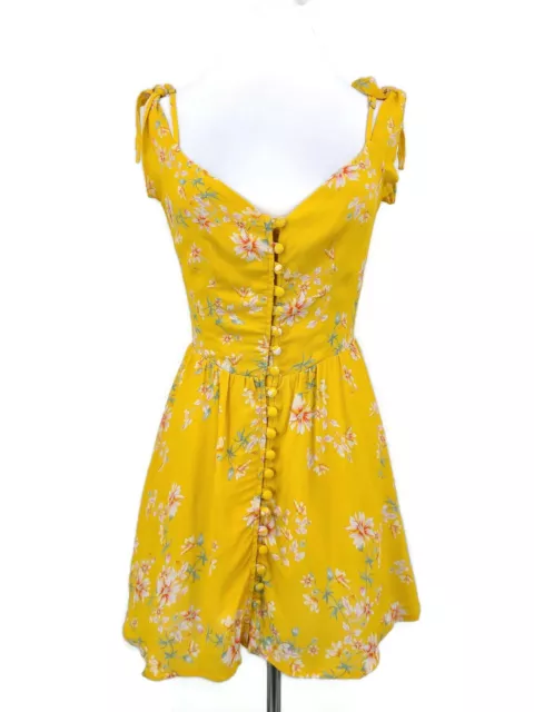 New Flynn Skye Bodhi Mini Dress Womens S Touch of Honey Yellow Floral Rayon