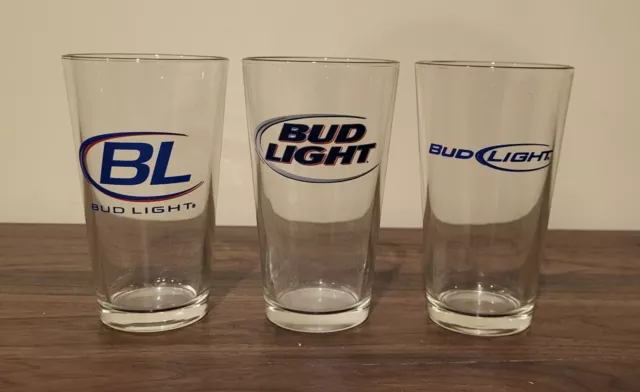 Set of 3 Bud Light Pint Beer Glasses