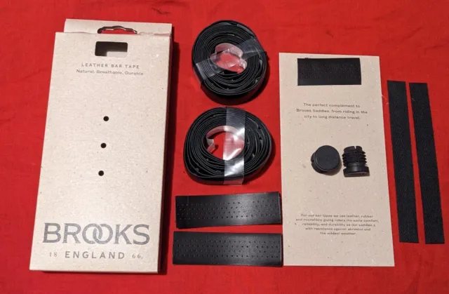 Brooks LEATHER Bar Tape Set Black Perforated Classic Retro Vintage