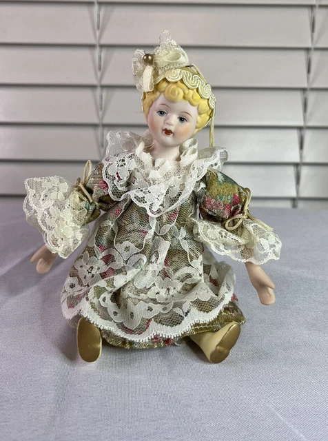 Vintage Mini 6” Porcelain Bisque China Fashion Doll Ornament