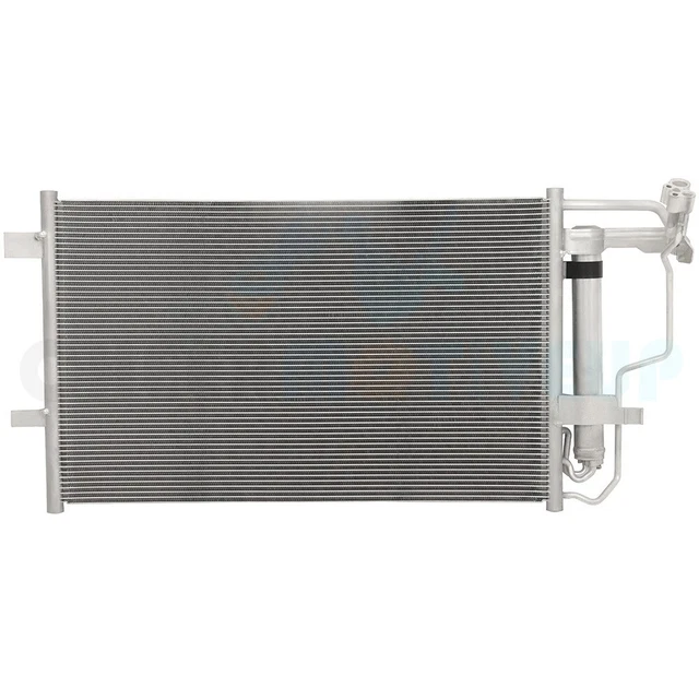AC Condenser Unit and Drier for 2010-2013 Mazda 3 2.0L 2.3L 2.5L Silver Aluminum
