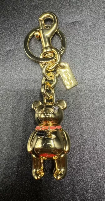 COACH 3D BEAR Bag Charm Key Fob Gold Color Authentic 49.50 PicClick
