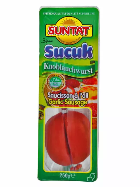 SUNTAT FR Knoblauchwurst Hähnchen und Rindfleisch Doppelclip scharf 250 g