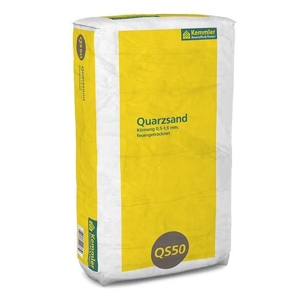 Kemmler Quarzsand 25 kg/Sack Korngrößen 0,10 bis 1,60 mm feuergetrocknet in weiß