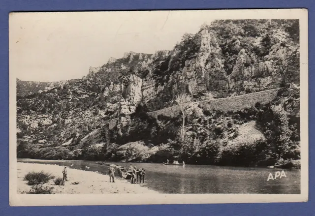 N* CPSM postcard Les Gorges du Tarn boat train circus des Baumes 12