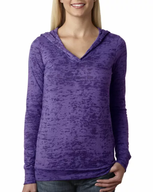 Women's Lightweight Burnout Hoodie Next Level Chic Soft Fabric Purple S-2XL NEW