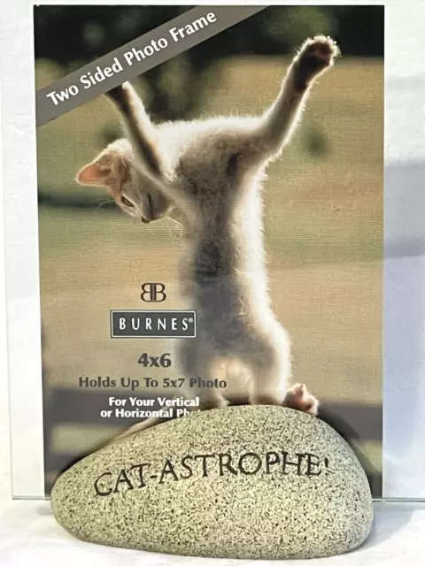 Burns Vertical Or Horizontal Cat Photo Frame Double Sided 4X6" Up To 5X7" Frame
