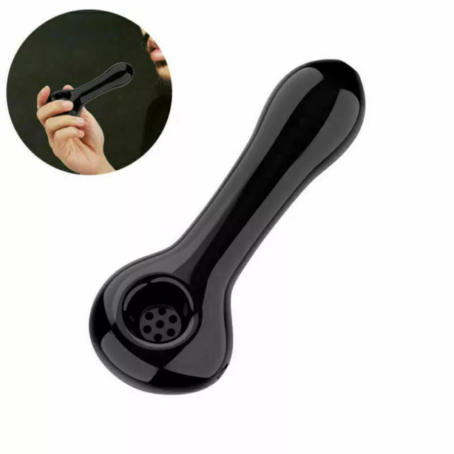 4” inch Black Mini Portable Glass Smoking Spoon Pipes Tube Tobacco Bowl Odorless