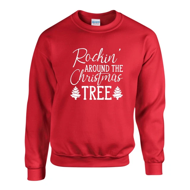 Rockin' Around The Christmas Tree Jumper, Ugly Xmas Gift Sweatshirt Unisex Top