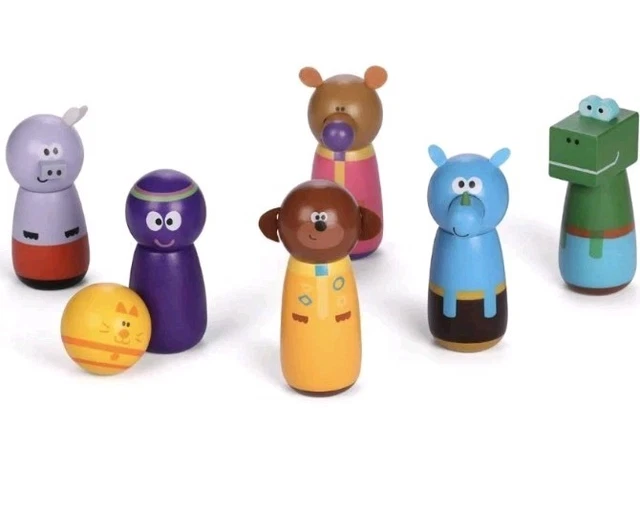 CBEEBIES HEY DUGGEE Six Character Skittle Set Montessori Wooden Toy cbeebies-hey-duggee-six-character-skittle-set-montessori-wooden-toy