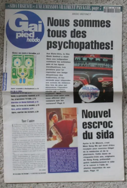 GAI PIED hebdo N°520 (1992) Les escrocs du sida, Jack off Parties, Olympie Gaie