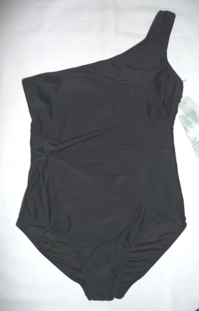 Coastal Blue NEW Black Slender Shaper Padded one pc swim bathing suit M 8-10