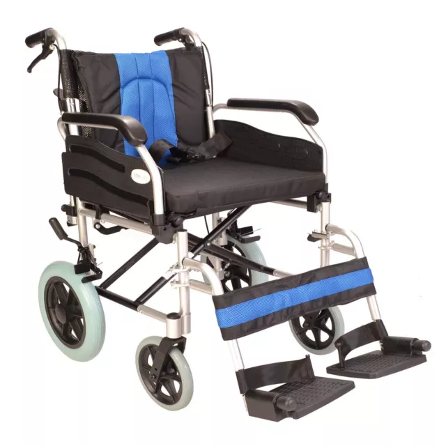 Lightweight Extra wide 20" transit aluminium wheelchair with brakes ECTR02-20