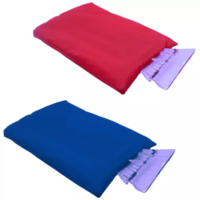 2x Eiskratzer mit Handschuh & Griff in Rot & Blau für Auto Kälteschutz für Hände