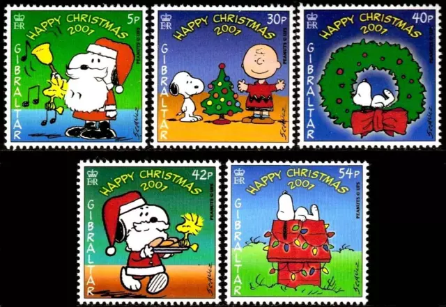 Gibraltar 2001 Weihnachten Set MNH Postfrisch Peanuts, Cartoons, Religion Santa