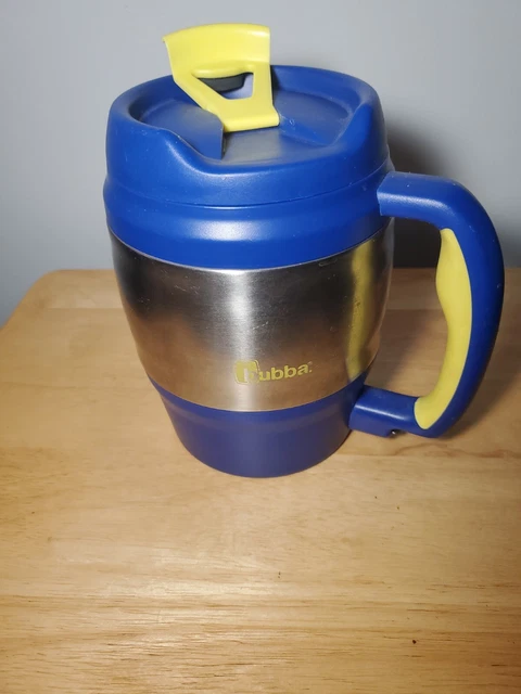 Bubba Keg 52 oz Insulated  Blue Trim Silver Travel Mug with bottle opener.