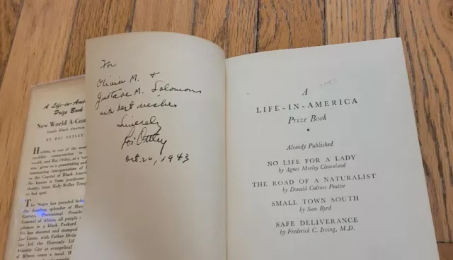 Original African American Book Signed Roi Ottley With Dj Vintage Chicago Harlem 2