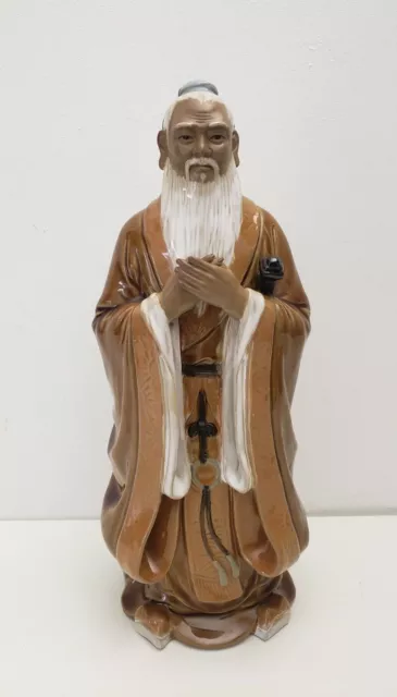 Chinese Mudman Priest  Man Figurine Ornament Brown Robed Men