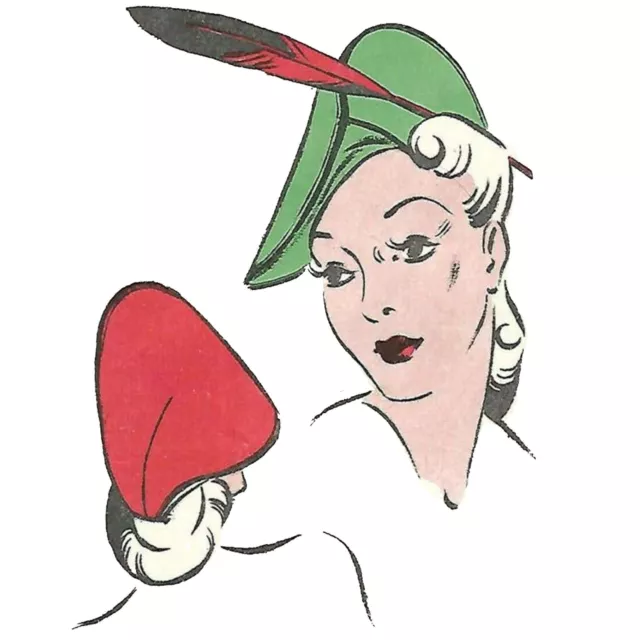 1940s Cucito Motivo, Elegante Cappello - Cappello = 81.3cm (58 CM)