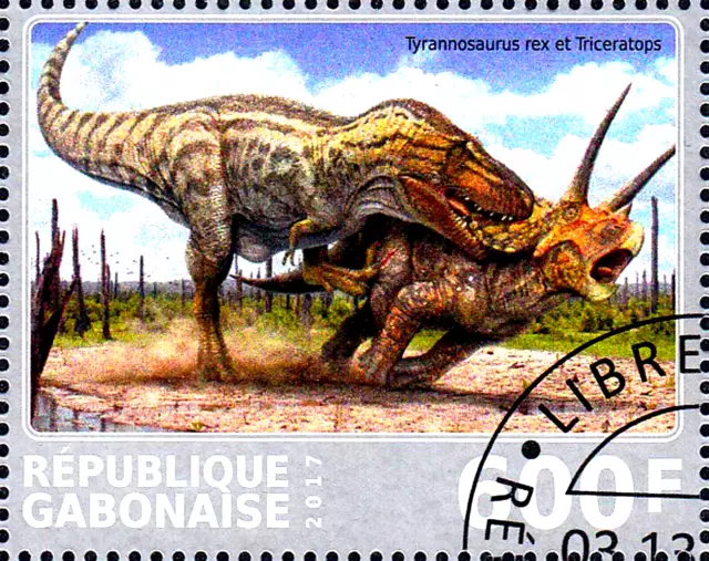 Tier Wildtier prähistorisch Dino Dinosaurier Tyrannosaurus Rex Triceratops / 266