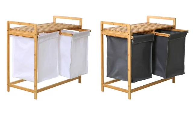 Cesto de ropa bambú cesta de lavandería ropa sucia estanteria 27 L Edaygo