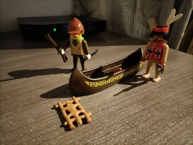 LOT PLAYMOBIL Vintage Western Indiens #3397 - Année 1991 - Avec Tipi, Canoë, Chevaux, Personnages - Occasion
