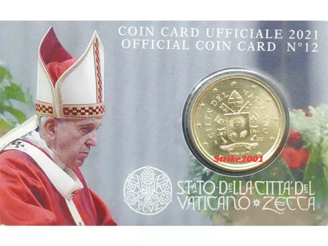 Euro VATICANO 2021 COIN CARD 50 CENT fdc in Folder Ufficiale