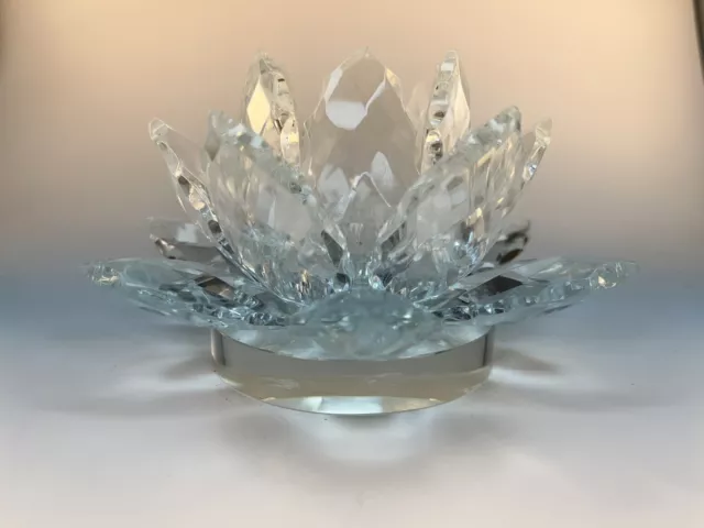 Shannon Crystal Candleholder Cut Glass Ireland Design Lotus Flower Water Lily