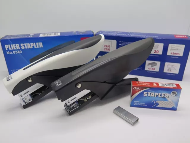 Deli Deluxe Plier Stapler + FREE 1000 26/6 Staples Office  0349 39802