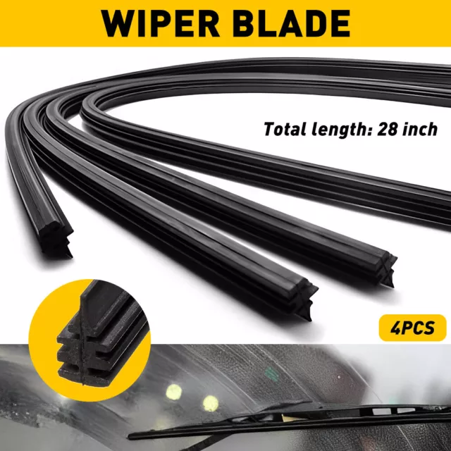 4 PCS Universal 28" Car Bus Silicone Frameless Windshield Wiper Blade Refills US