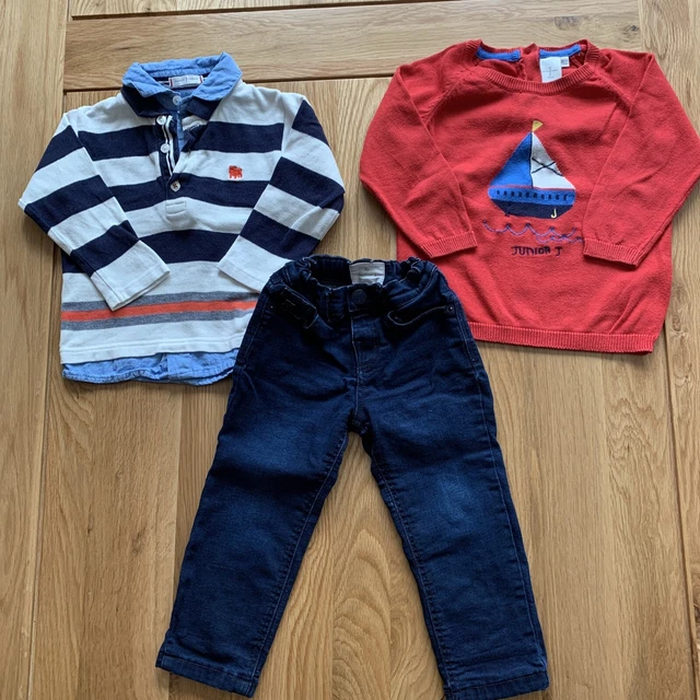 Baby boys Jasper Conran clothes bundle jeans + 2 tops age 18-24 months
