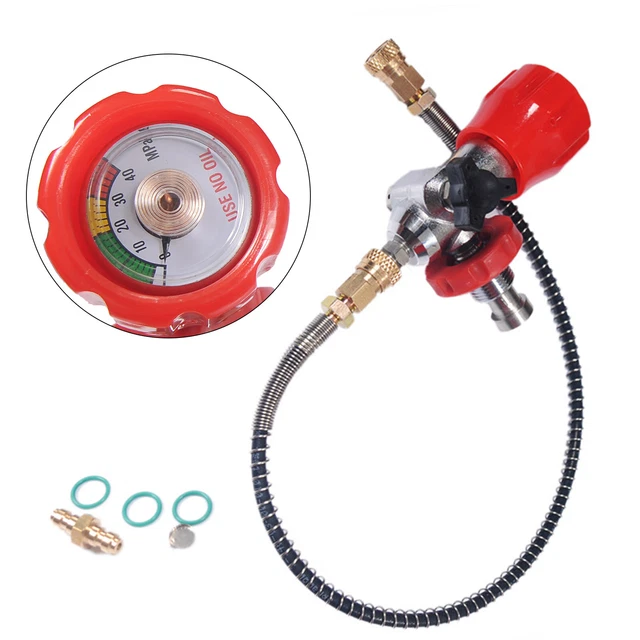 PORTABLE PAINTBALL CO2 Tank Compressed Air DIN Valve Gauge&Fill Station