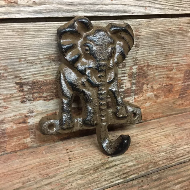 Cast Iron ELEPHANT Towel Hanger Coat Hat Hooks Key Rack Hook CIRCUS DUMBO Bama