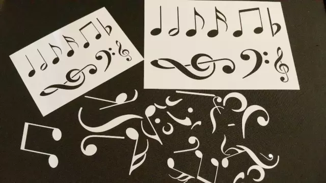 Music Musical Notes Clef Symbols Festive Event Decoration Airbrush Paint Stencil
