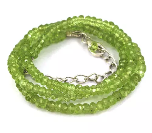 AAA Naturel Gemme Péridot 3-4mm Rondelle à Facettes Bijoux Perles 18 " Collier