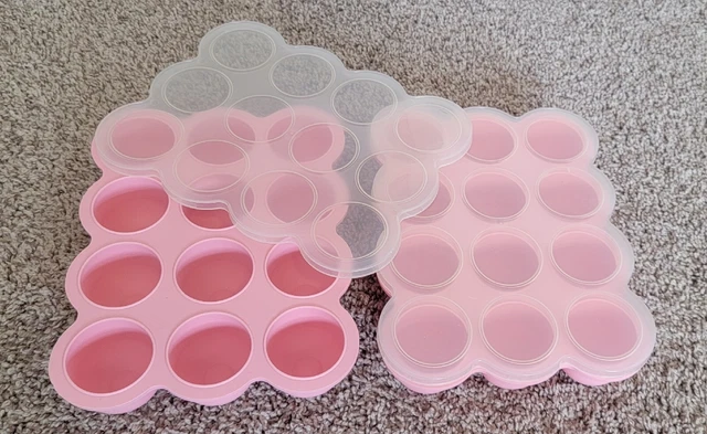 Two SAMUELWORLD Baby Food Storage Freezer Trays w/ Lids 12 Portion 2.5 oz
