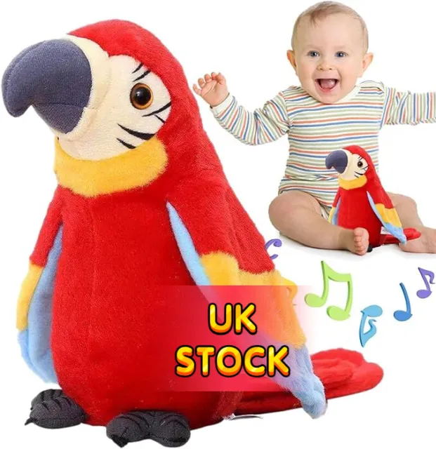 TALKING PARROT Musical Pet Talking Plush Interactive Toy Child Kids Gift 2024 UK