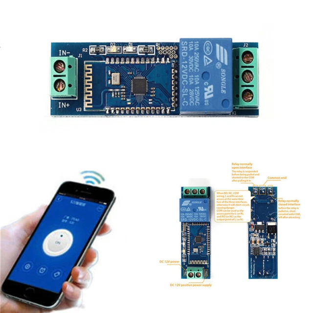 BLUETOOTH RELAY MODULE Remote Control Switch 12v IoT Wireless Module ...