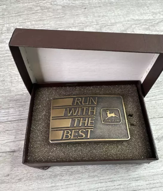 Vtg 1988 Special Edition Farm John Deere Run With The Best Belt Buckle