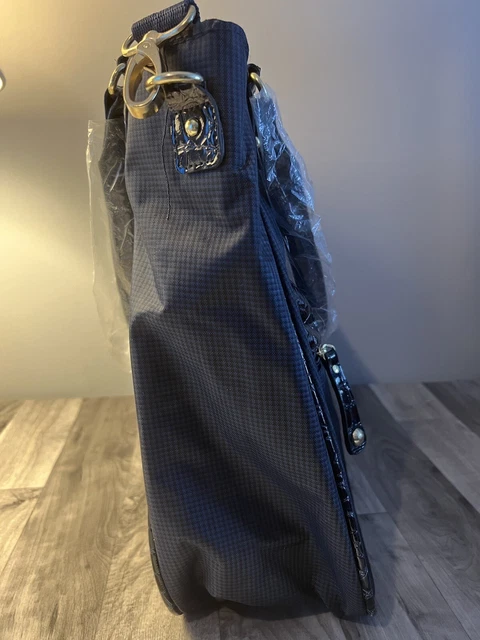 Samantha Brown Croc Skin Embossed Trim Tote Travel Bag Purse Carry On Navy Blue 11