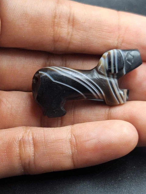 Ancient eye Agate Tiger Figure Bead Pendant Ancient Pyu Burma Animal Bead