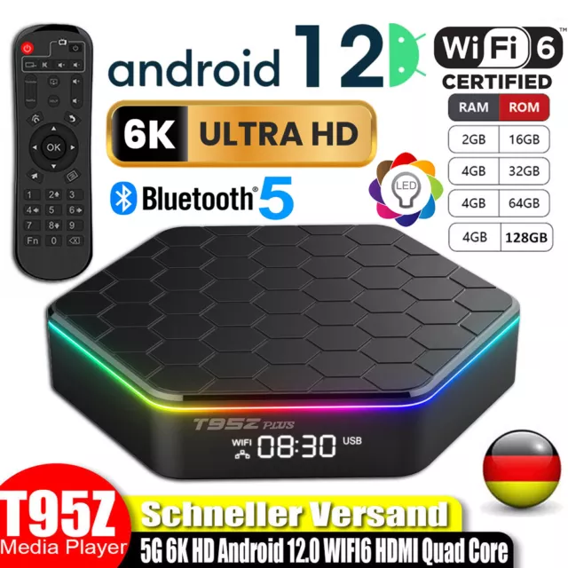 T95Z Smart TV BOX 4GB+64GB 32GB Android 12 Quad Core WIFI Netzwerk Media Player