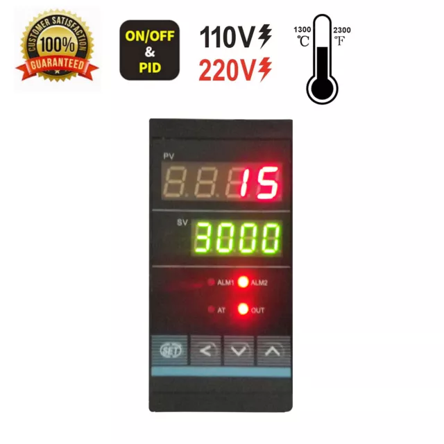 Vertical Universal Temp PID Controller with SSR Output & 2 Alarm (1250℃ / 2280℉）