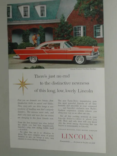 1957 LINCOLN advertisement, Lincoln Premiere Sedan