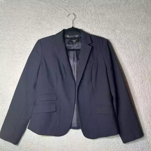 TALBOTS BLAZER WOMENS 8P Blue Wool Double Breasted Collared Suit Jacket ...