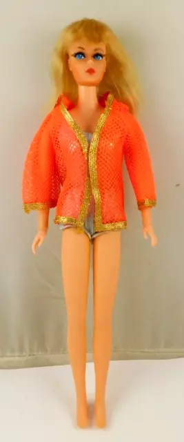 VINTAGE 1970's MATTEL BLONDE BENDABLE LEG LIVING BARBIE DOLL ORIG SWIMSUIT